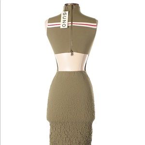 NWT SUNO Cut out bodycon dress military green XS